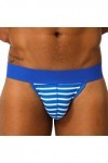 LOIJMK Culotte taille basse sexy pour homme - Couleur unie - En coton - Double string, bleu, M