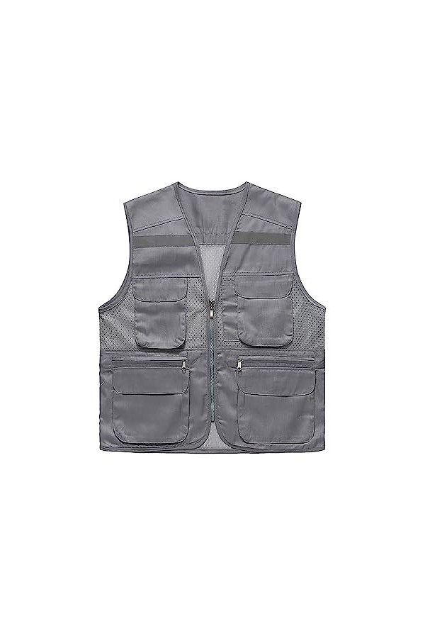 Mymyguoe Gilet de sécurité pour homme et femme - Gilet de travail dextérieur multi-poches - Gilet de pêche multifonction res