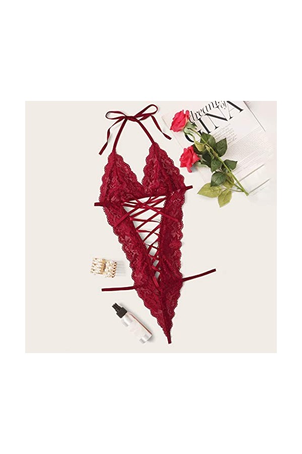 Tenue Sexy Femmes Coquine Hot Lingerie Chic Maille Ouverte Lingerie et Vêtements Sexy Sexy Saint Valentin Costume Cosplay Lin