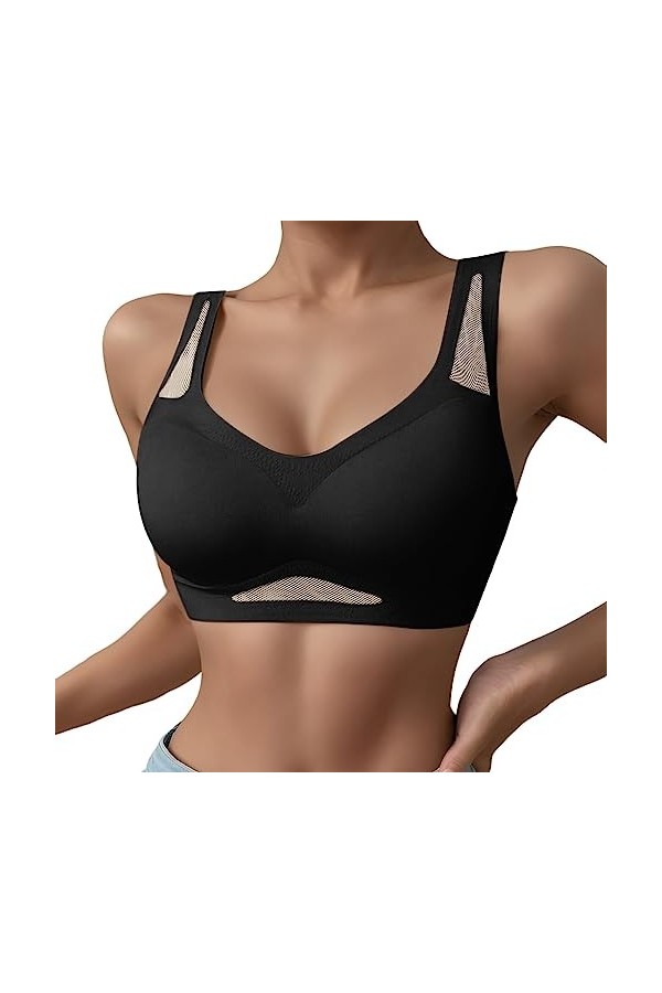 Brassière Femme Sexy Soutien-Gorge en Résille Élégant et Sensuel sans Coutures Effet de Dos Nu Jeu de Couleurs pour Petite Po