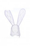 NRVTRE Long Lapin Oreille Dentelle Bandeau BunnyGirl Discothèque Voile Bandeau Costume Fête Accessoires Scène Femme Jeu Rôle 