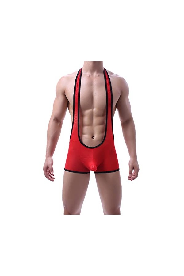 Junhasgood sous-Vêtements Sexy pour Hommes Boxer Conjoined Boxers Sexy Mesh Respirant Fart Underpants Lingerie Soutien Sexy