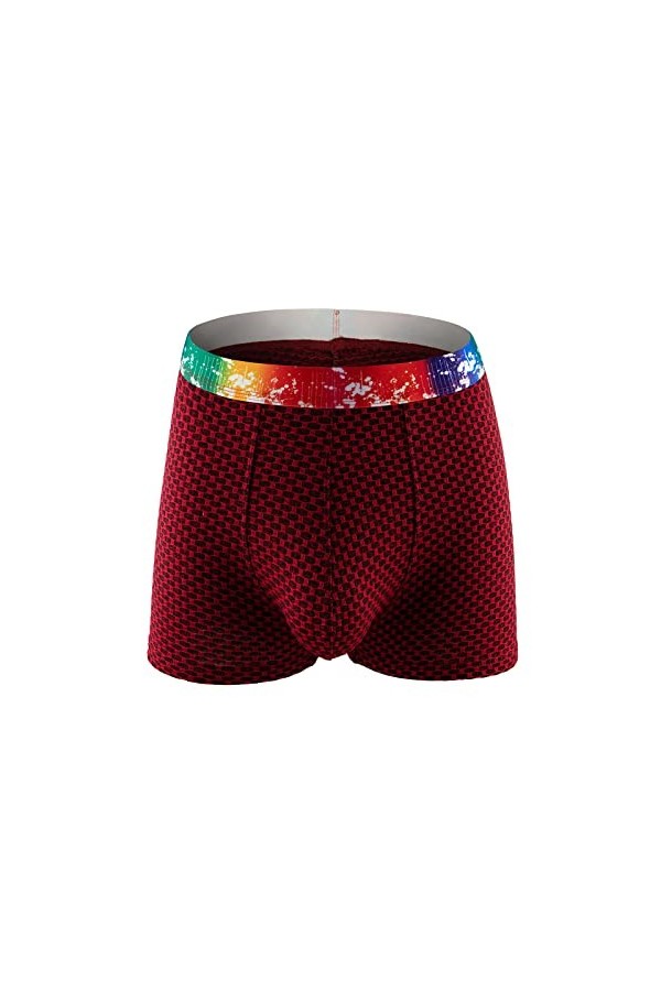 Boxer Homme Ceinture Arc-en-ciel Carreaux Europe et Etats-Unis Grande Poche Imprimé Sous-Vêtements Sous-Vêtements de Bain Box