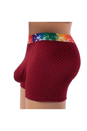 Boxer Homme Ceinture Arc-en-ciel Carreaux Europe et Etats-Unis Grande Poche Imprimé Sous-Vêtements Sous-Vêtements de Bain Box