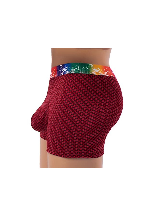 Boxer Homme Ceinture Arc-en-ciel Carreaux Europe et Etats-Unis Grande Poche Imprimé Sous-Vêtements Sous-Vêtements de Bain Box