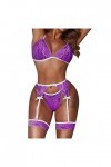 Générique Sexy Femme Ensemble Lingerie avec Porte Jarretelles Dentelle Soutien-Gorge et Culotte Ensemble Nuisette Sexy Clubwe