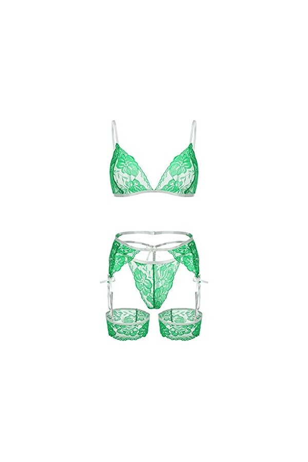 Générique Sexy Femme Ensemble Lingerie avec Porte Jarretelles Dentelle Soutien-Gorge et Culotte Ensemble Nuisette Sexy Clubwe