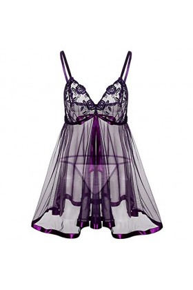 La Dentelle séduisante de la Nuit des Femmes Suspension Pyjama Mode Sexy Lingerie Sexy Ensemble Body Purple, M 