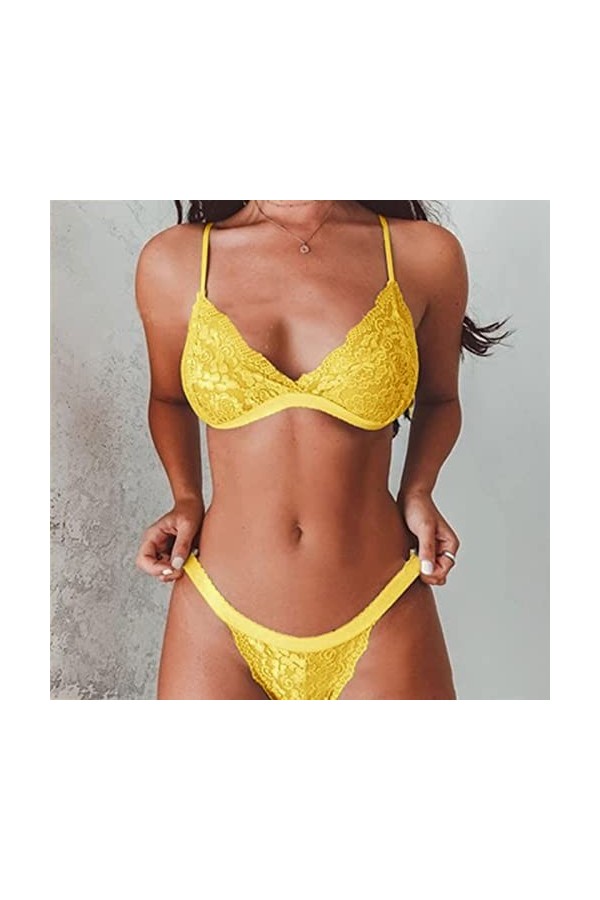 Ensemble Lingerie Femme 2 Pieces Sexy Push-Up Et Dentelle sous-Vêtements De Seduction Dentelle Soutien-Gorge Sexy Et Culotte 