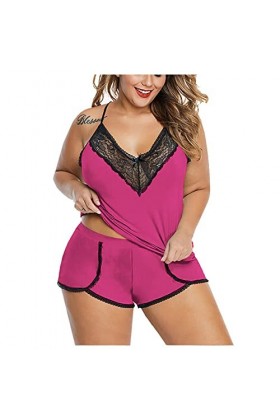 Pyjama Muslin Deux pièces Sexy Femmes racées Dentelle sous-vêtements Underwire Nightdress Lingerie Sleepwear Déguisement Sexy