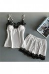 TWIOIOVE Lingerie pour femme de ménage en satin avec crâne et filet de pêche, Blanc., S