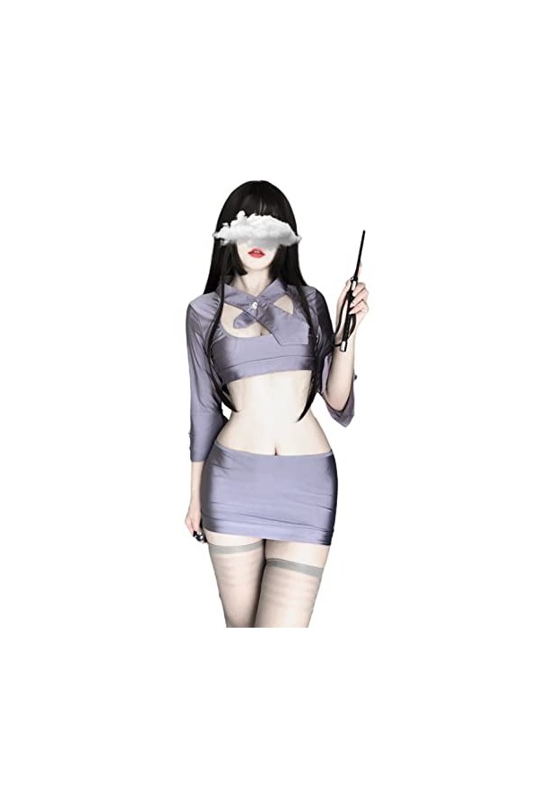 SINGUYUN Uniforme de secrétaire de bureau pour femme - Costume sexy pour enseignante - Cosplay - Lingerie avec chaussettes 1