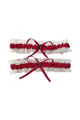 WeddHuis Lot de 2 Jarretière de Mariage Rouge, Jarretière Mariée en Dentelle Rouge Élastique Jarretière Mariage Grande Taille