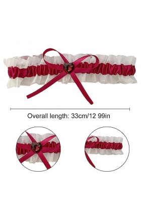 WeddHuis Lot de 2 Jarretière de Mariage Rouge, Jarretière Mariée en Dentelle Rouge Élastique Jarretière Mariage Grande Taille