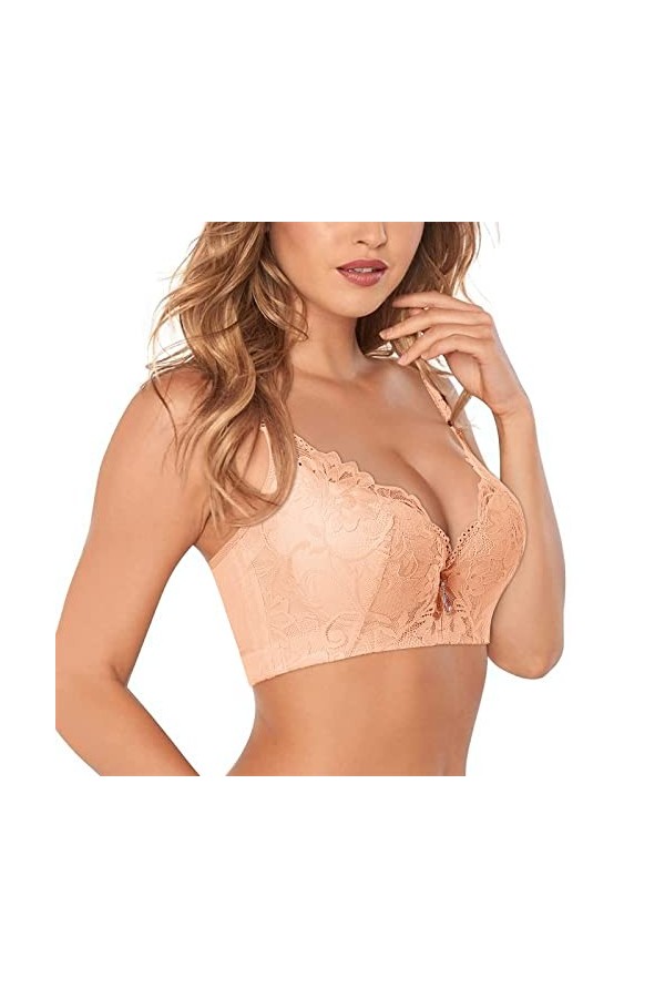 HANXIULIN Soutien-gorge pour femme - Fermeture avant - Sans armatures - Bretelles spaghetti - Respirant - Pour yoga et fitnes