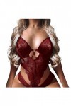 Lingerie Erothique Sexy, Femme Solid Color Lace Mesh Hollow Ring Strap Monopièce Sexy Lingerie Ensemble Érotique Tenue Catanz