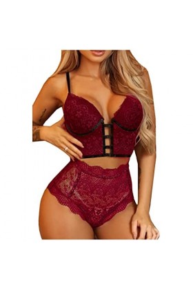 Lingerie Sexy, Femme Mignon Nuit Ensemble Dentelle Hollow Set Hot Pyjama Mini Jupe Sexy Club Libertin Tenue Catanzaro Latex S