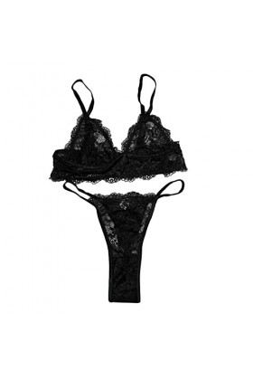 liaddkv Femmes Sexy Dentelle Boudoir Perspective Lingerie Pyjamas Sous-vêtements Vêtements de Nuit Deux Pièces Tenues Fendu E