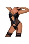 liaddkv Ensemble de lingerie sexy en PU avec culotte, Noir , S