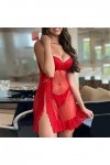 liaddkv Ensemble de lingerie sexy en dentelle et string pour femme, rouge, L