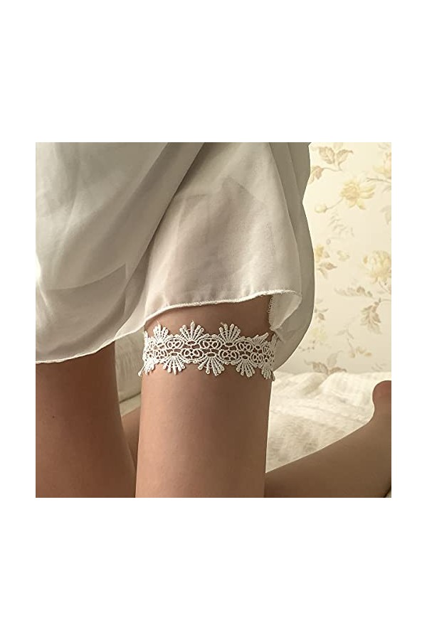 Sttiafay Porte-jarretelles en dentelle pour mariée pour femme, élastique en dentelle florale, accessoire pour le corps de bal