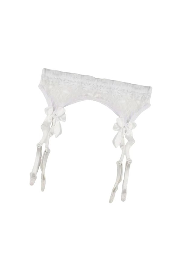 couvrez leéduisant porte-jarretelles blanc taille unique – Porte-jarretelles réglable pour bas lingerie avec pinces porte-jar