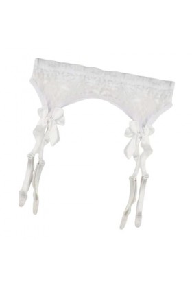 couvrez leéduisant porte-jarretelles blanc taille unique – Porte-jarretelles réglable pour bas lingerie avec pinces porte-jar
