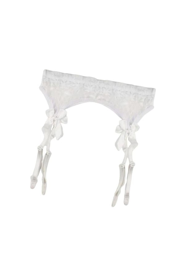 couvrez leéduisant porte-jarretelles blanc taille unique – Porte-jarretelles réglable pour bas lingerie avec pinces porte-jar