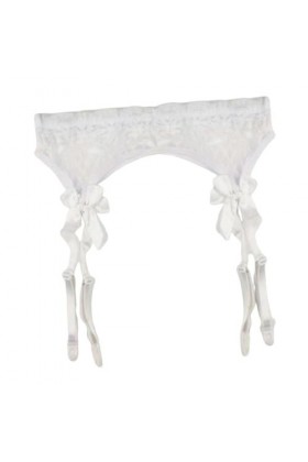 couvrez leéduisant porte-jarretelles blanc taille unique – Porte-jarretelles réglable pour bas lingerie avec pinces porte-jar