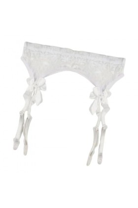 couvrez leéduisant porte-jarretelles blanc taille unique – Porte-jarretelles réglable pour bas lingerie avec pinces porte-jar