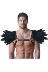 keland Gothique Halloween Costume Accessoires Plume Epaulettes Shrug Châle avec Cuir Body Harness pour Hommes Z-Noir 