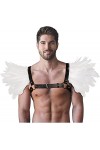 keland Gothique Halloween Costume Accessoires Plume Epaulettes Shrug Châle avec Cuir Body Harness pour Hommes Z-Noir 