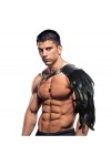 keland Gothique Halloween Costume Accessoires Plume Epaulettes Shrug Châle avec Cuir Body Harness pour Hommes Z-Noir 