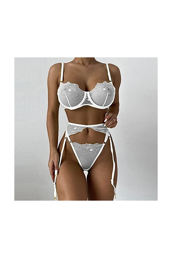 sous-Vetements Femme 2 Pièce Lingerie Sexy Ensemble Erotique Vêtements De Nuit Sexy Ensemble Soutien Gorge et String Dentelle