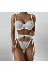 sous-Vetements Femme 2 Pièce Lingerie Sexy Ensemble Erotique Vêtements De Nuit Sexy Ensemble Soutien Gorge et String Dentelle
