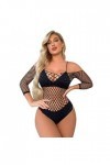 UOWEG Femmes Lingerie Manches Longues Résille Body Sexy Mesh Teddy sous-Vêtements Lingerie Sexy Hot Ouverte Black, One Size 