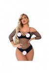 UOWEG Femmes Lingerie Manches Longues Résille Body Sexy Mesh Teddy sous-Vêtements Lingerie Sexy Hot Ouverte Black, One Size 