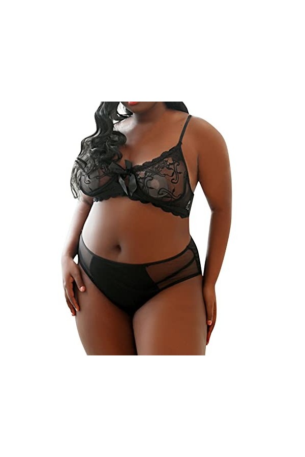 Lingerie Femme Dentelle Ensemble Saint Valentin Babydolls Ensemble de Lingerie Ouvert Bodysuit Vêtements de Nuit Dos Nu Nuise