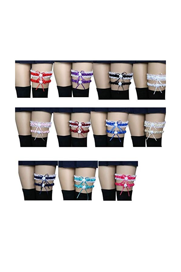 Lidahaotin 2pcs de mariée en Dentelle jarretières Set Femmes Filles élastique Floral Bow Ceintures Leg Jarretière Anneau Leg 