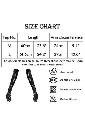 FEOYA Long Gants Femme Extensibles Sexy Gants Longs en Latex Cuir Brillan Adulte Noir L