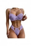 Dentelle Impression Maille Lingerie Dentelle Lingerie Deux pièces Ensemble sous-vêtements Sexy Lingerie Sexy Latex Purple, M