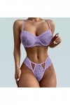 Dentelle Impression Maille Lingerie Dentelle Lingerie Deux pièces Ensemble sous-vêtements Sexy Lingerie Sexy Latex Purple, M