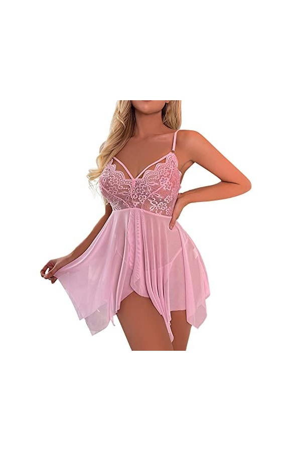 Lingerie Sexy Femme Coquine Hot Grande Taille Femmes Dentelle Sling Évider Mince Sexy Tempérament Chemise De Nuit Lingerie Li