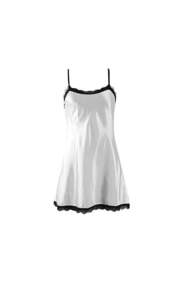 2023 New y2*k Style Lingerie Femmes Sexy Dentelle Splice Lingerie Pyjamas Chemise de Nuit Pyjama Sexy Ensemble White, M 