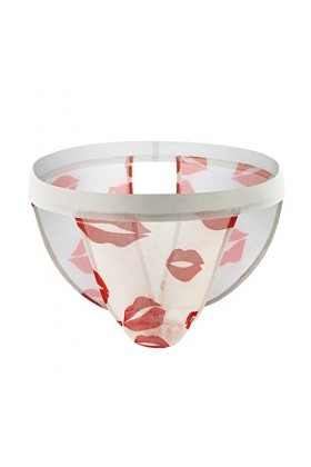 Boxer Homme Coton Slip en Maille pour Homme Fendu Respirant après Avoir évidé Les sous-vêtements Sexy à lèvres Rouges Sexy Co