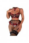 CUTeFiorino Ensemble de lingerie sexy en dentelle pour femme avec bralette et culotte en dentelle, Noir , L