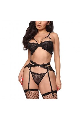 Vêtements De Nuit Femme 2 Pièce Lingerie Sexy Ensemble Dentelle Ensemble Soutien Gorge et String Erotique sous-Vetements Sexy