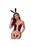 ROSVAY Costume de Lapin Sexy Lapin Fille Cosplay Lingerie Femme, Body Bunny Coquine Velours, Uniforme de Lapin Hot dos Nu, De