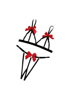 iOoppek Corsage Lingerie Sexy Poitrine Noeud Couleur Assortie Creux Sexy Sous-vêtements Ensemble Deux Pièces Femmes Lingerie 