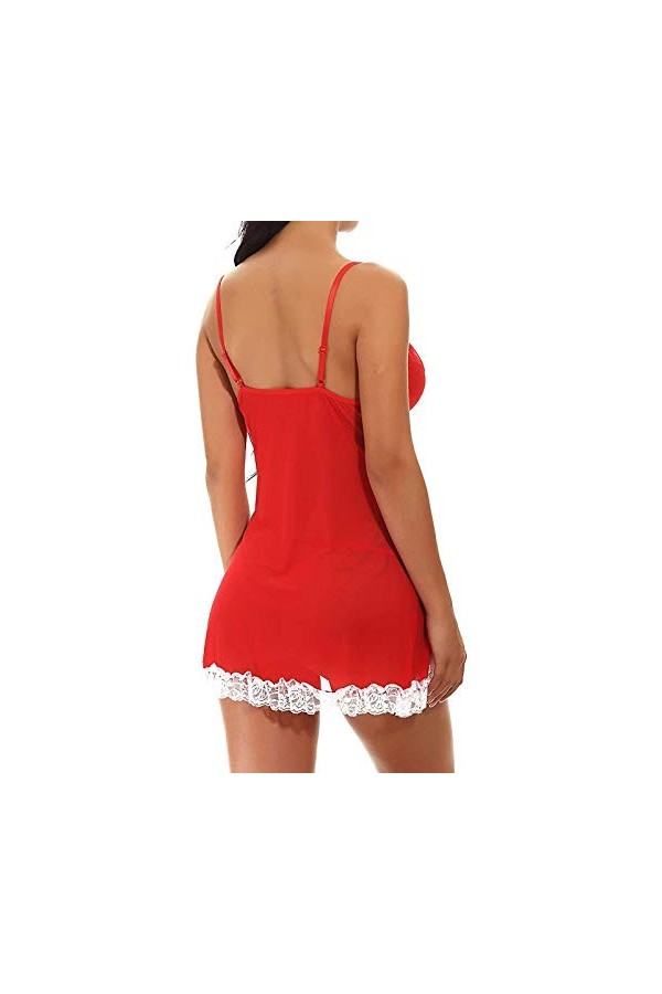 PANPANY sous-vêtements Sexy racée Femmes sous-vêtements + Briefs Costume Noël String Sexy Red, S 